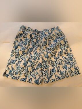 Boys Lilly Pulitzer XL swim trunks shorts sea shell print blue white